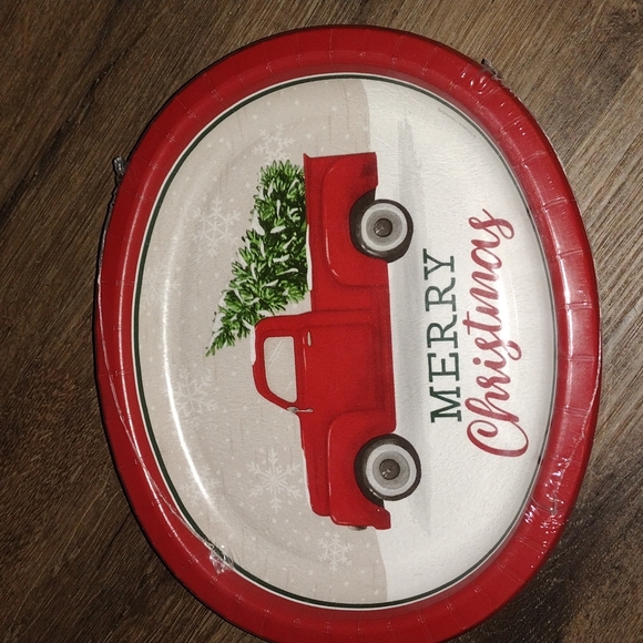 Holiday Christmas Red Truck Serving Tray Papers Plates 1 Pc Poshmark